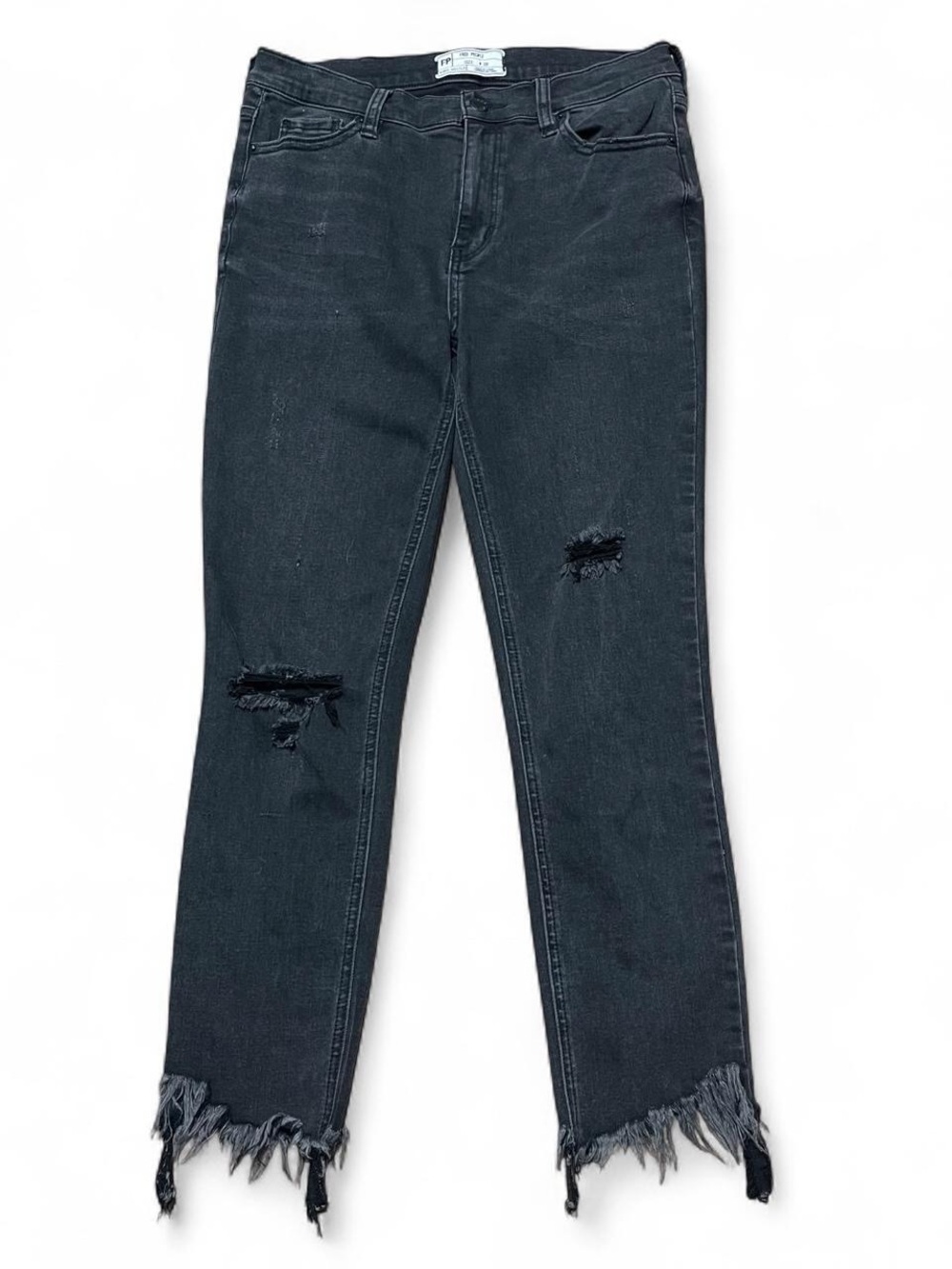 Free People Womens Skinny Jeans Size 28 Black Distressed Denim Grunge Emo Boho